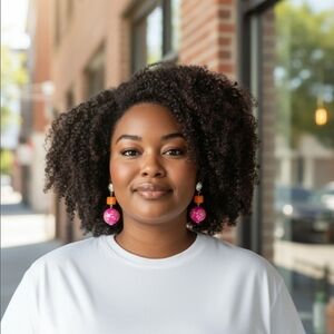 Erica Lyons wood Stone dangly earrings